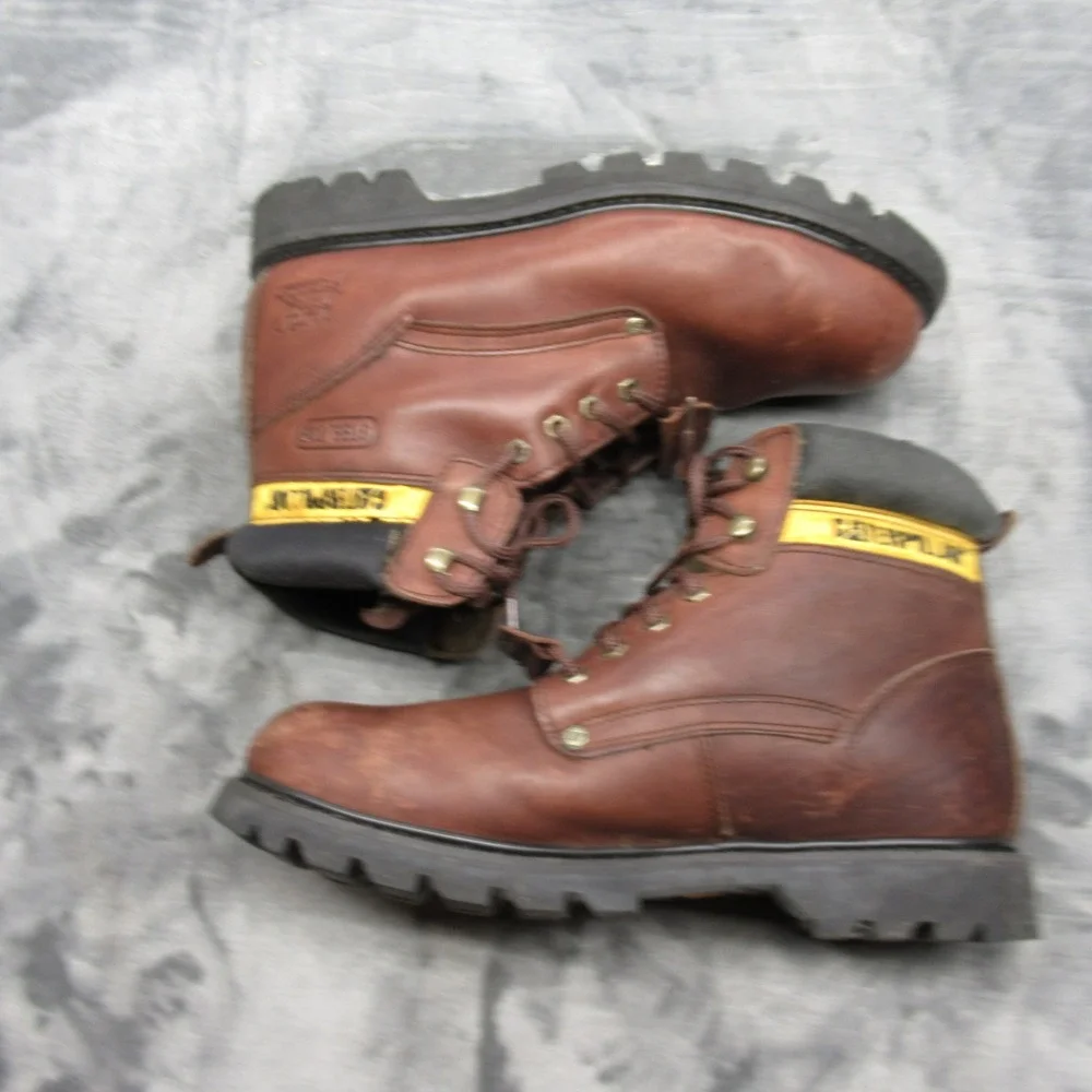 Caterpillar Work Boots Mens 11M Brown Steel Toe Leather Second Shift Lace‎ Up